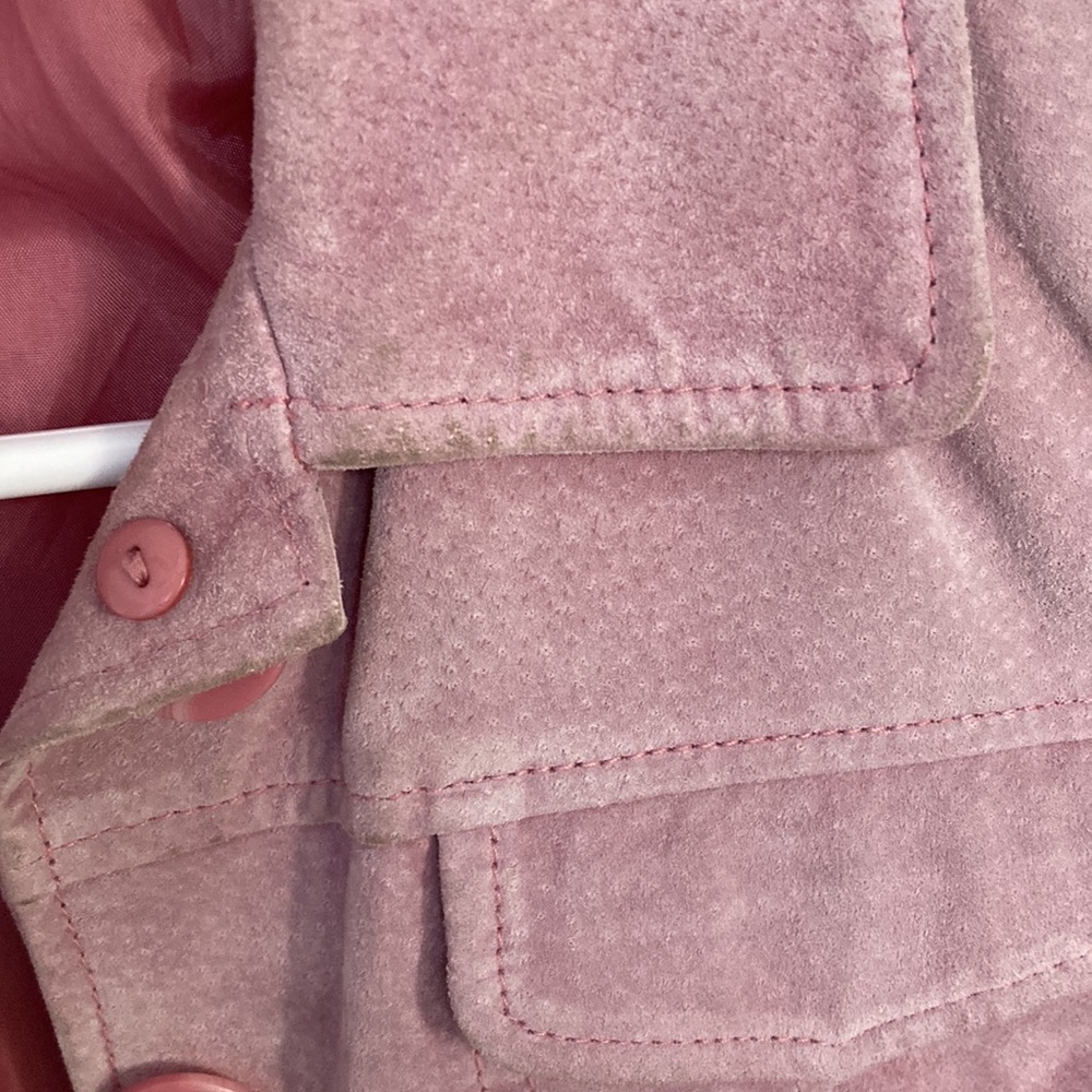 Light Pink Suede Jacket Small Front Button Closur… - image 3